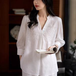 제로투올샵 / 슬림핏 통기성 리넨 셔츠 여름 슬림핏셔츠 화이트