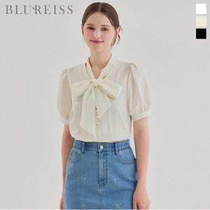 [블루레이스] 오간자 보타이 진주여밈 블라우스_B5M1BL5670