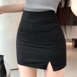 채핏 하이퍼 글램절개 스커트 h라인 슬림핏 트임 미니 치마 섹시 글램 데일리 허얇골넓 뒷지퍼 속바지