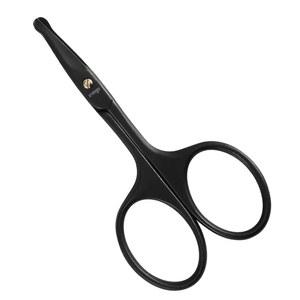 LIVINGO 3 75인치 코털 가위, 작은 디테일의 얼굴 털, 귀털, 눈썹 블랙 을 다듬을 수 있는 둥근 팁의 곡선형 안전 칼날