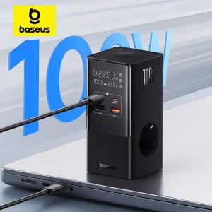 베이스어스 100W 고속 USB 충전기 6 in 1 멀티탭 데스크탑 충전 스테이션 서지 보호기 4000W 2AC 출력 노트