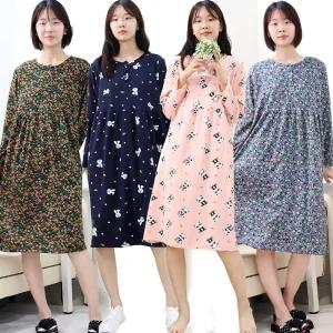 빅사이즈 양면 기모 피치원피스(~99) 여성 홈웨어 파자마 원피스 잠옷 이지웨어