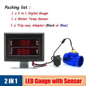 호환 Dual Red LED Digital Voltage Meter Volt Square Water Temp Gauge Vehicle Thermometer Indicator w