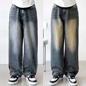 [데일리원픽] 테일러 빈티지 워싱 데님 청바지 세미와이드 통바지 블랙진 흑청 남녀공용 빅사이즈까지