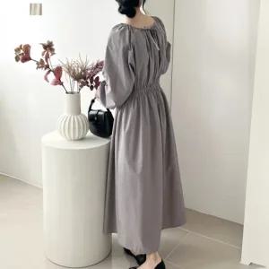 [페이릿] 빅사이즈 우분 라젤 셔링 주름 롱 원피스