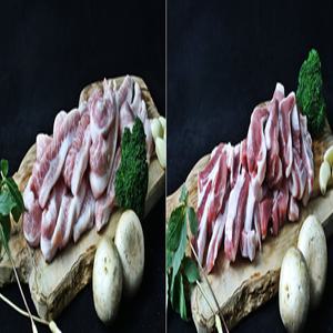 한푸짐 지리산흑돼지 항정살+가브리살 500g - 돼지껍데기200g서비스