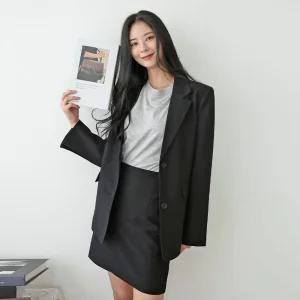 [유야]여성 테일러드 카라 자켓 스커트 정장 세트 -FSST0075- 봄 가을