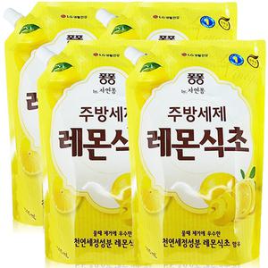 엘지생활건강 퐁퐁 레몬식초 주방세제 리필 1.2L 4개