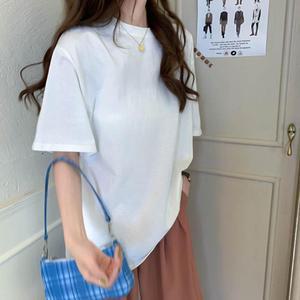 지제므 티셔츠 루즈핏 면 레이어드 숏슬리브 여성
