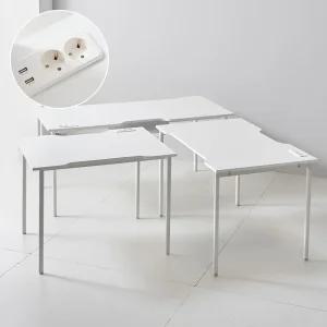 밀리 콘센트 철제책상 1600 화이트 블랙 컴퓨터책상 테이블