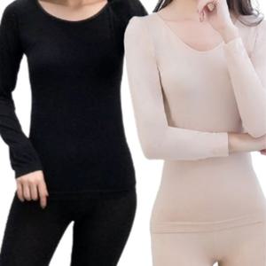 여자 부모님 어르신 할머니 엄마 살색 블랙 방한 보온 성인 내복 내의 세트