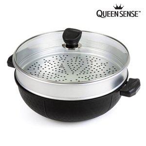 [굿라이프미]퀸센스 인덕션겸용 멀티웍 2단 찜냄비 32cm 만두 야채 조개찜기 찜솥