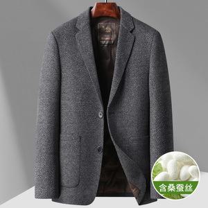 남자코트 코트 겨울 면 가벼운 실크 비즈니스 럭셔리 정장 양모 헤링본 심쿵