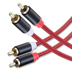 RCA 케이블 3Ft,2Rca 남성에서 2Rca 남성 오디오 스테레오 서브우퍼 케이블 [하이파이 사운드] 홈 시어터, HDTV, 앰프, 하이파이 시스템, 스피커 등을 위한 나일론 브레이딩 보조 오디오 코드 (3Ft /1M)
