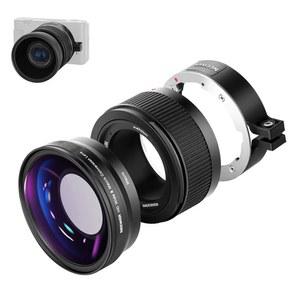 소니 호환 ZV1 카메라와 호환되는 NEWER 광각 렌즈, 2인치 18MM HD 및 10배 매크로 추가 렌즈(확장 튜브 포함), 베이오넷 마운트 렌즈 어댑터, 청소용 천(블랙 프레임)