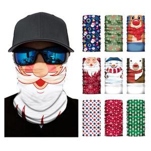 3D 프린트 크리스마스 터번 페이스 넥 워머 스카프 반다나 야외 스포츠 태양 보호 스키 마스크 산타 클로스