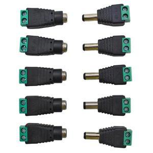 신호 컬러 LED 스트립 CCTV 카메라용 수 암 커넥터 전원 플러그 어댑터 잭 소켓 DC 12V 2.1x5.5mm 5 쌍