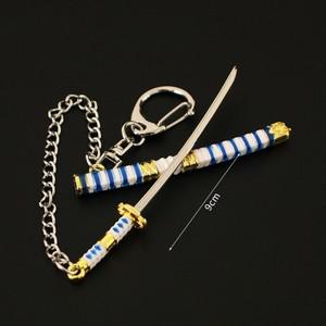 조로검 코스프레칼 로로노아 조로 카타나스 금속 소드 모델 미니 원피스 키체인 합금 나이프 칼집 세이버