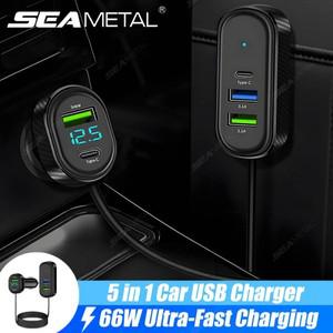 오토바이바지 SEAMETAL 자동차 담배 라이트 분배기 66W 초고속 충전 5USB 차량용 충전기 Adpater 뒷좌석 용
