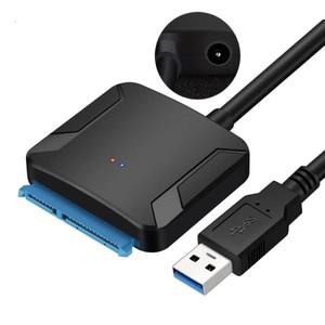 USB 3.0-Sata 케이블 SATA III 하드 드라이브 어댑터 변환기(3.5'' 외장형 HDD SSD 12V/2A 전원 포함)