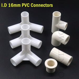 원형파이프조인트 2 20pcs 흰색 PVC 파이프 피팅 내부 직경 16mm 스트레이트 엘보 티 커넥터 플라스틱 조인