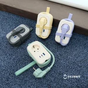에코너 MT11 휴대용 고용량 고속충전 여행용 멀티탭 USB C타입 1구 콘센트 1.5m