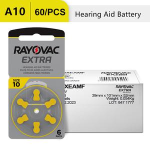 배터리 A10 PR70 60PCS10 카드 RAYOVAC EXTRA 10 A10 용 아연 공기 1.45V 고성능 배터리
