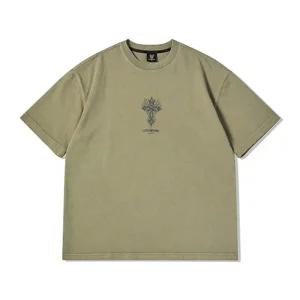 라이프워크. 십자가 프린트 다잉 반팔 티셔츠 카키 LW252TS417-KHAKI