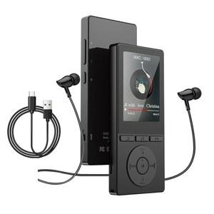 64GB MP3 플레이어(블루투스 5.3 탑재), 스포츠 러너를 위한 하이파이 사운드 음악 플레이어, 2.4인치 화면 MP3 플레이어(HD 스피커 음성 녹음기 FM 라디오 전자책 내장), 최대 128GB 확장, 이어폰 포함