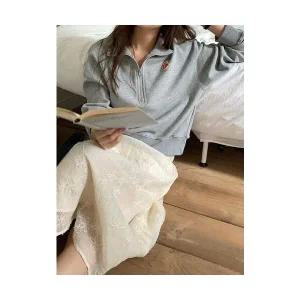 25 FW 러브미 보헤미안 플라워 자수 실키 롱 스커트