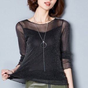 라인댄스복 상의 긴소매 40대 사교 사교댄스 점프슈트 라틴댄스복 살사 메쉬 여성댄스복