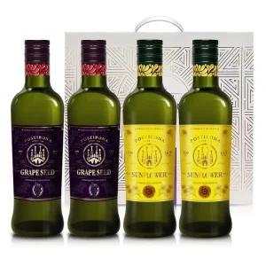 [선물포장] 포스티보나 포도씨유 500ml 2병 해바라기유 500ml 2병 오일선물세트