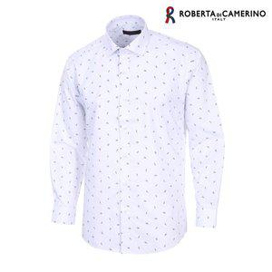 [Roberta di Camerino]TC 스판 프린트 일반핏 화이트 긴소매 셔츠 RL3-401-1