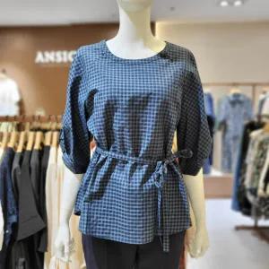 [롯데백화점]안지크 라운드체크벨트블라우스 AG2BL5190