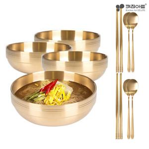 키친아트 금상첨화 2중구조 티타늄 면기 중 4P+수저세트 4P