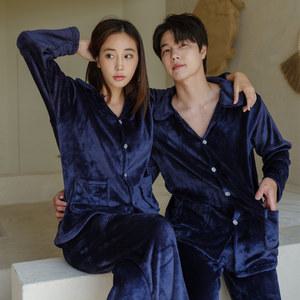 (제이지몰)클래식 극세사 밍크 커플 수면잠옷세트 카라 파자마