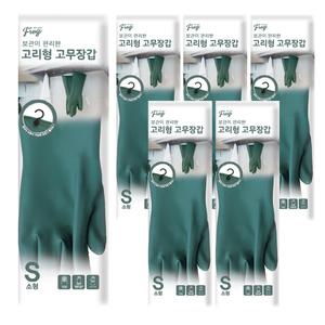 프로그 고리형 고무장갑 소형 그린, 6개