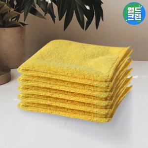 월드크린 라이트타월 M 30x30 옐로우 5장 극세사 주방 업소용 카페 식당 칼라 다용도 행주 물수건