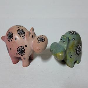 케냐 원석 하마 공예품 한쌍 길이6,9cm 총무게298g단초마을 골동품/수집품/도자기