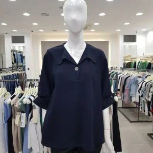 [꼼빠니아]칠부소매 롤업 셔츠 블라우스-CAEU5-WRB200(네이비,L/브라운)_KG