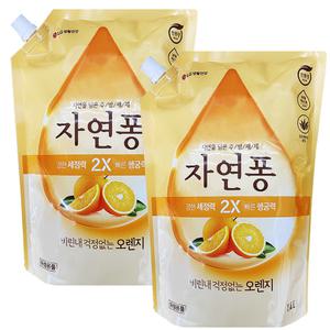 엘지생활건강 자연퐁 오렌지 주방세제 리필 1.4L 2개