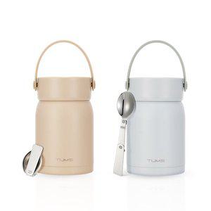 [텀스] 라운드 핸들 푸드자 710ml+접이식 숟가락 세트 보온도시락 보온죽통