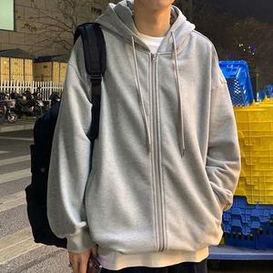남녀공용 가을겨울 베이직 기모후드집업 오버핏 자켓점퍼 긴팔 아노락자켓 무지 블랙 그레이