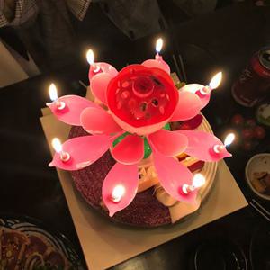 로에드 360도 생일축하 회전 멜로디 생일초 일반 연꽃초 케이크토퍼