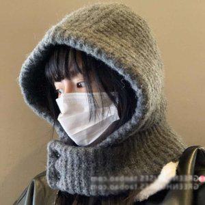 여성 겨울도톰 니트 버튼 후드 모자 넥워머