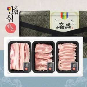 안심한돈] 무항생제 플랜P 선물세트 6호 1.2kg 삼겹살400 목살400 항정살400)