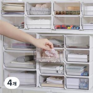 코멧 홈 투명창 서랍 다용도 펜트리 정리함, 화이트, 소형, 4개 one option