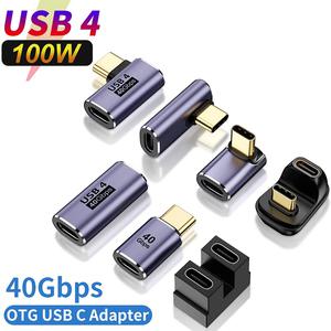 USB 4.0 PD 240W OTG C-C 썬더볼트3 연장 케이블 어댑터 L 스타일 수-암-암 전화 노트북 PC 40Gbps
