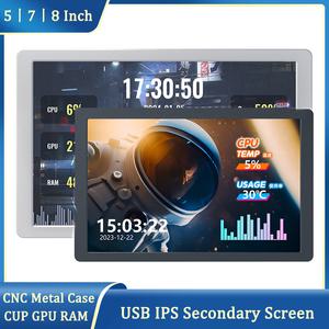 5 / 7 8 인치 USB IPS 모니터 PC 케이스 보조 화면 CPU RAM GPU 음악 스펙트럼 분석 기능 포함 PCCNC 금속