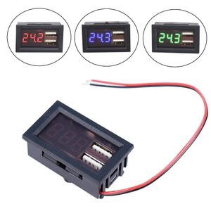 호환 LED 디지털 디스플레이 전압계 12V 자동차 바이크 오토바이 차량 USB 5V 2A 출력 미니 전압 측정기 배